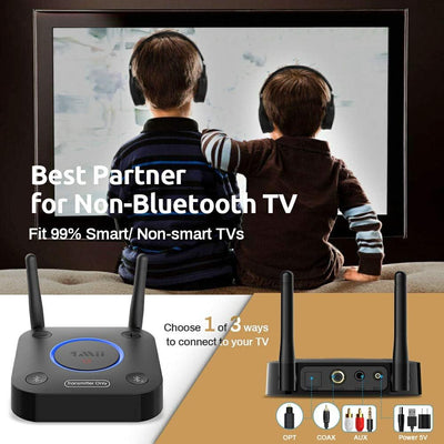 1Mii Bluetooth Transmitter TV, Grosse Reichweite Bluetooth Audio Sender mit Dual Antenna, aptX Low L