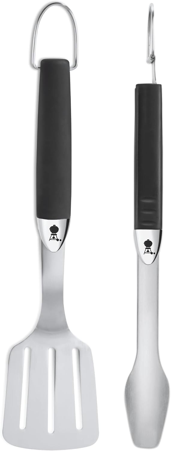Weber 7183 Premium Hülle für Spirit/Spirit II 300 und 200 Serie, Schwarz &amp; 6645 Grillbesteck Kompakt