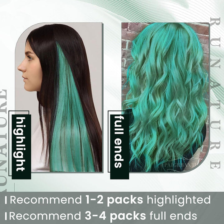 RUNATURE Bunt Bonding Echthaar Extensions Blaugrün 45cm Remy Keratin Haarverlangerung Echthaar Teal