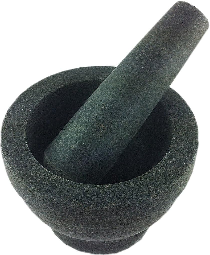 Granit Mörser mit Stössel (massiver Mörser aus Granit mit Schlegel) polierte Ausführung, iapyx®