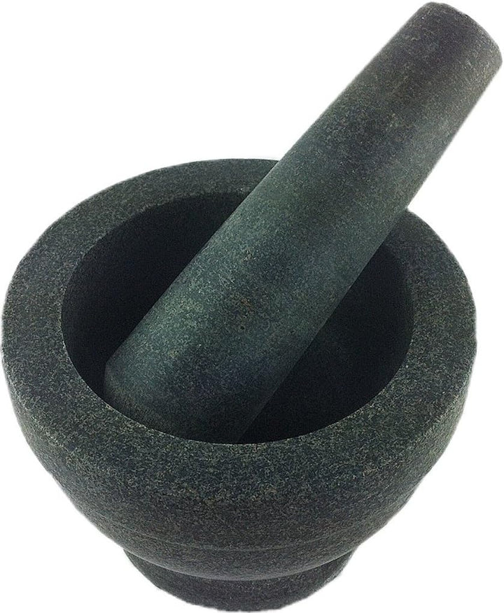 Granit Mörser mit Stössel (massiver Mörser aus Granit mit Schlegel) polierte Ausführung, iapyx®
