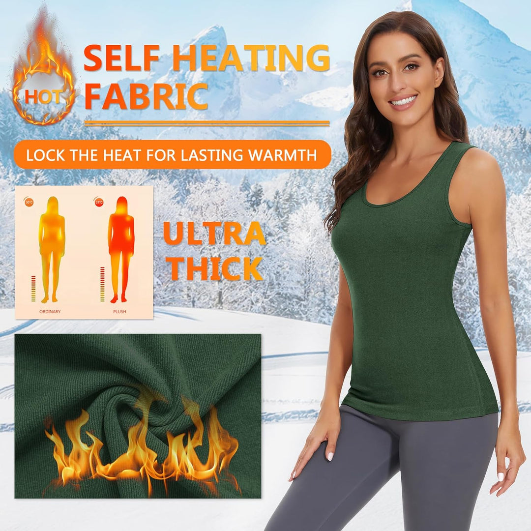 WOWENY Damen Thermo Unterhemd Warm Tank Top Fleece Untershirt Ärmellos Oberteil Thermounterwäsche Ba