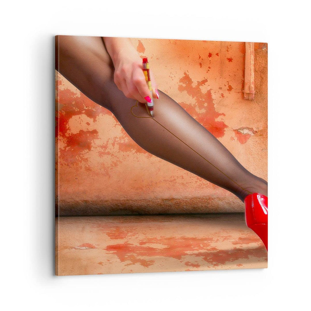 ARTTOR Bilder auf Leinwand Bein Strumpf Mode Ferse Leinwandbild 60x60cm Wandbilder Dekoration Wohnzi