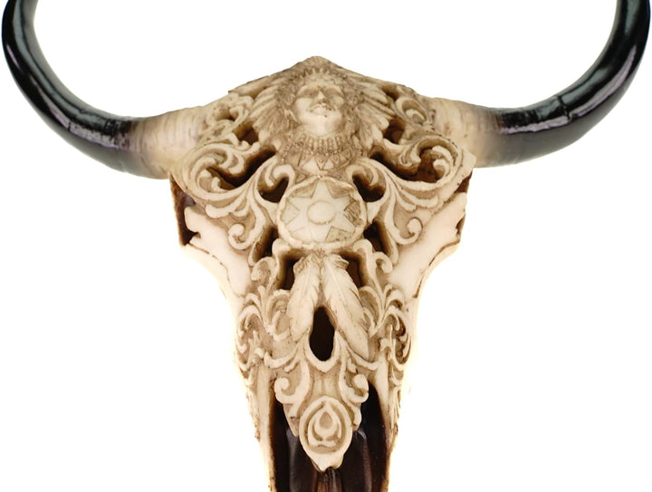 Schädel Stier edles indianisches Design 30 x 30 x 9 cm