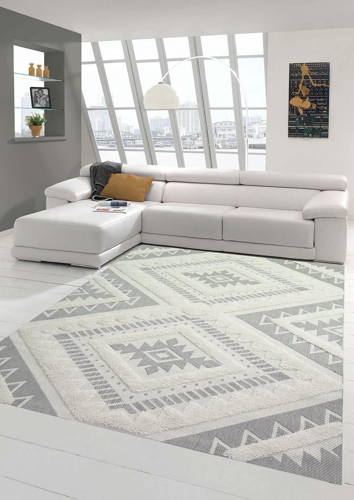 Teppich-Traum In- & Outdoor Teppich Sisal Wohnzimmer Wintergarten orientalisches Rautenmuster gezack