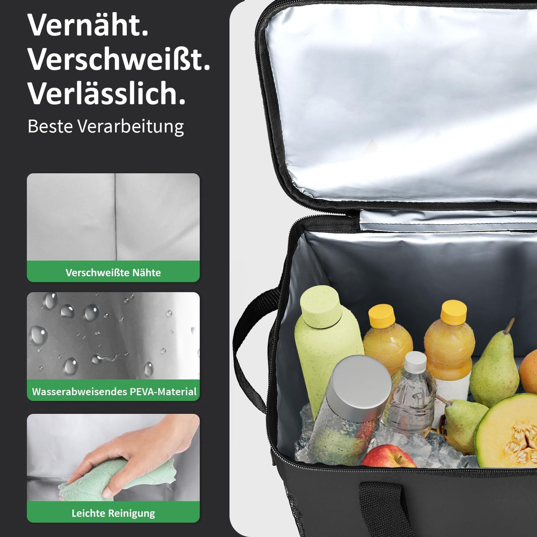 Cottara® Kühltasche Gross 2er Set aus recyceltem Material – Kühltaschen faltbar gross mit verstärkte