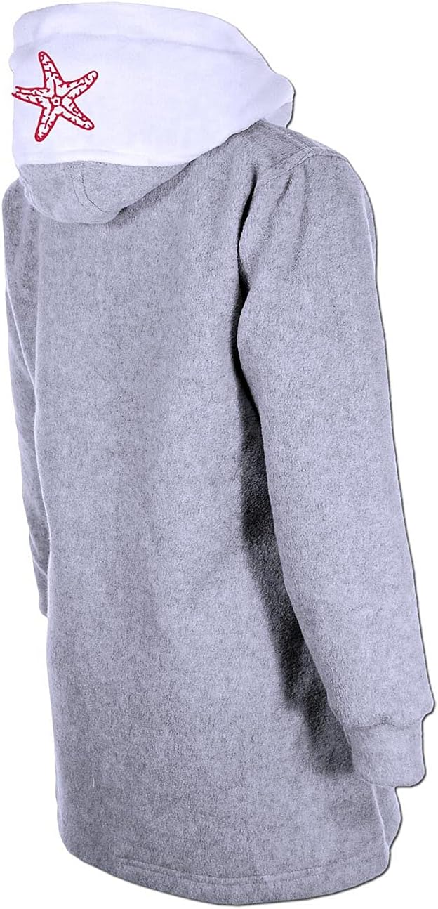 SEESTERN Kinder Kapuzen Fleecejacke Fleecemantel Fleece Sweatjacke 116-164/2106.gy Grau - Weiss - Ro