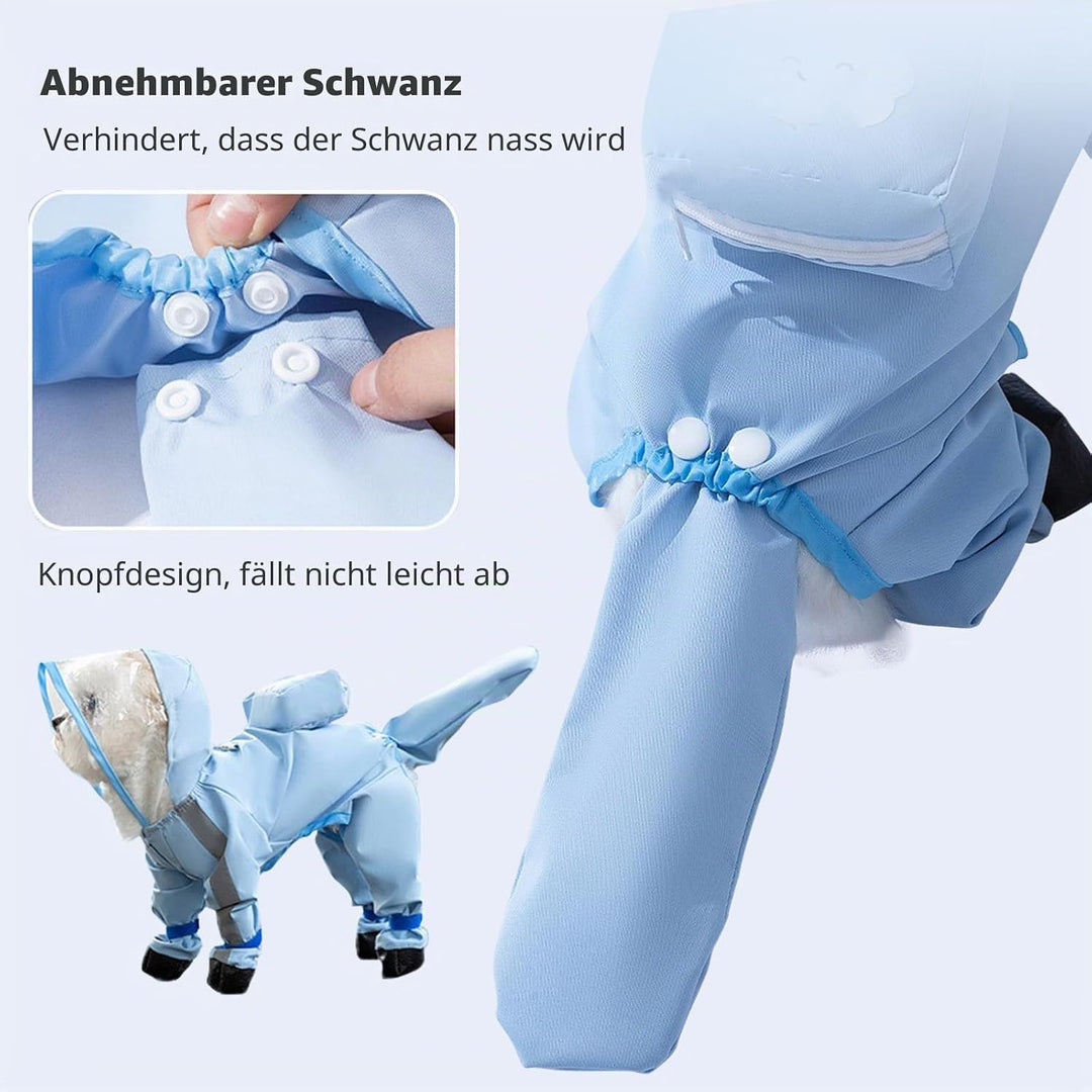 PETCUTE Hund Regenmantel,wasserdichte Hunde-Regenjacke mit Kapuze,Verstellbare Vierbeiner Hunderegen