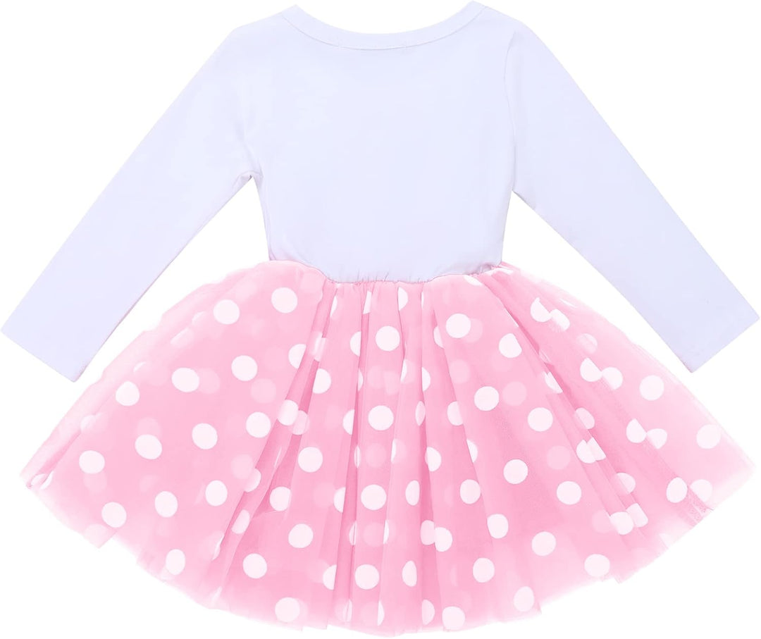 Odizli 1./2./3. Geburtstag Mädchen Outfit Langarm Prinzessin Tütü Tüllkleid+Pailletten Stirnband 2tl