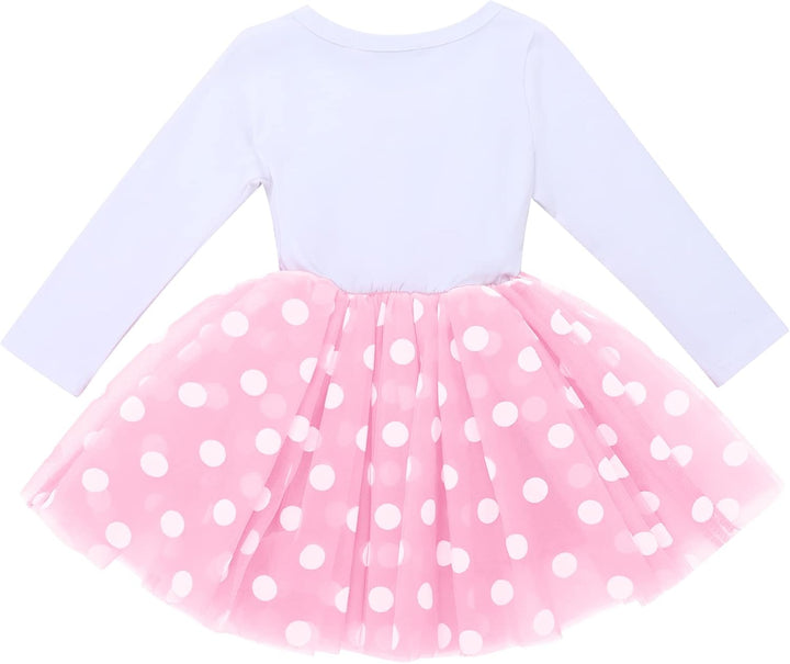 Odizli 1./2./3. Geburtstag Mädchen Outfit Langarm Prinzessin Tütü Tüllkleid+Pailletten Stirnband 2tl