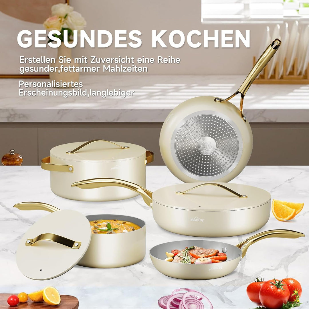 Topfset, HOMELUX Topfset Induktion 8 teilig, Induktions Töpfe Set, Töpfe mit Glasdeckel, Kochtopf-Se