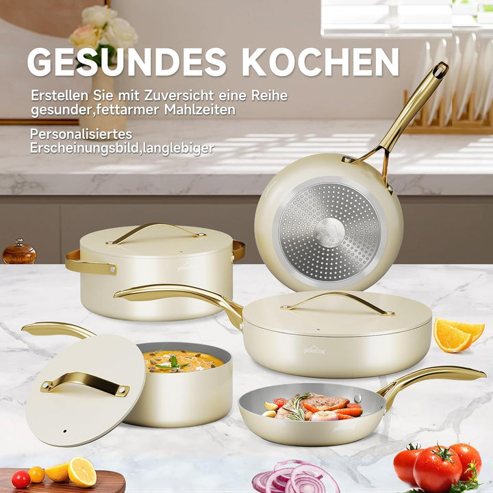 Topfset, HOMELUX Topfset Induktion 8 teilig, Induktions Töpfe Set, Töpfe mit Glasdeckel, Kochtopf-Se