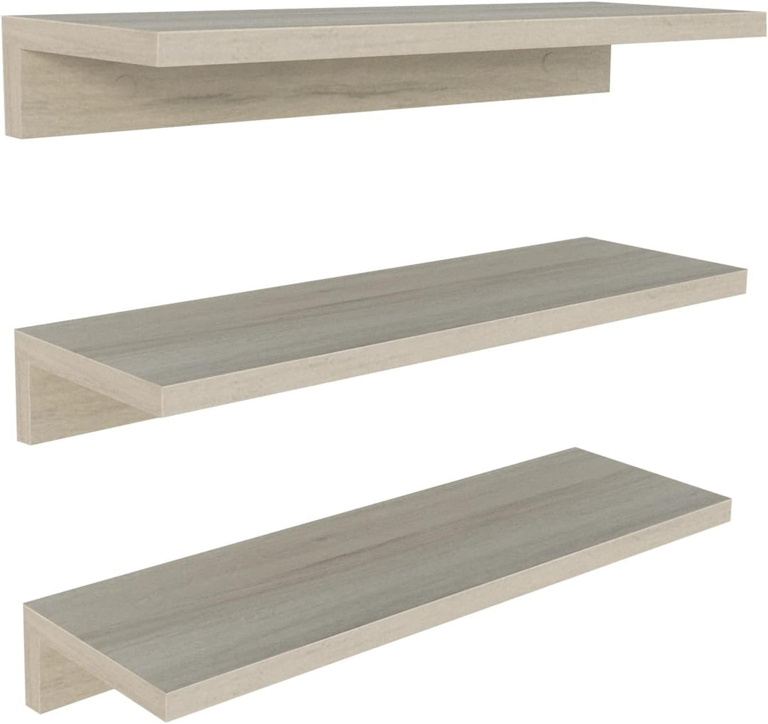 Henor Set mit 3 Wandregalen aus Holz 55 x 17 x 7.5 cm. Eiche Stel 3x55 Eiche Stel, 3x55 Eiche Stel
