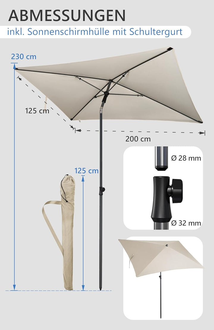 4smile Sonnenschirm Balkon SunnyShade Plus, mit Sonnenschirm Schutzhülle - Sonnnenschutz Balkon SET,