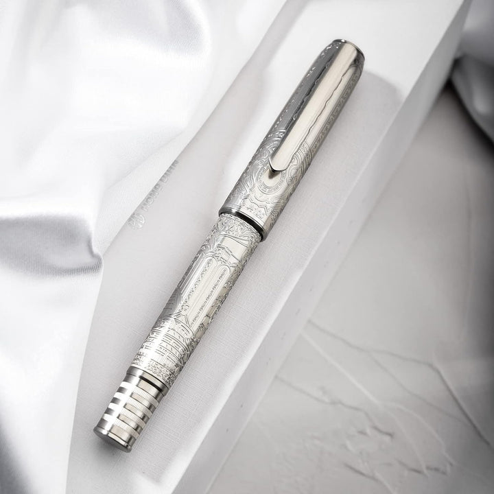 Hongdian 100 Silber Steel Kolben Füllfederhalter, Iridium Extra Feine Spitze Kalligraphie, Glatt Sch