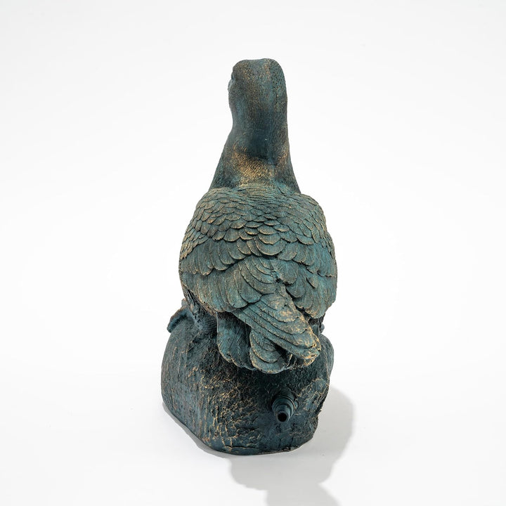 Esotec Wasserspeier-Figuren Ente Samuel, Einzelfigur mit Schlauch, Teichfigur, Brunnenfigur, Wassers