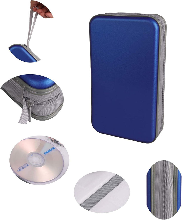 UENTIP CD-Hülle mit 48 Kapazitäten, tragbare DVD-Hülle aus Hartplastik, CD-Organizer, Brieftasche, s