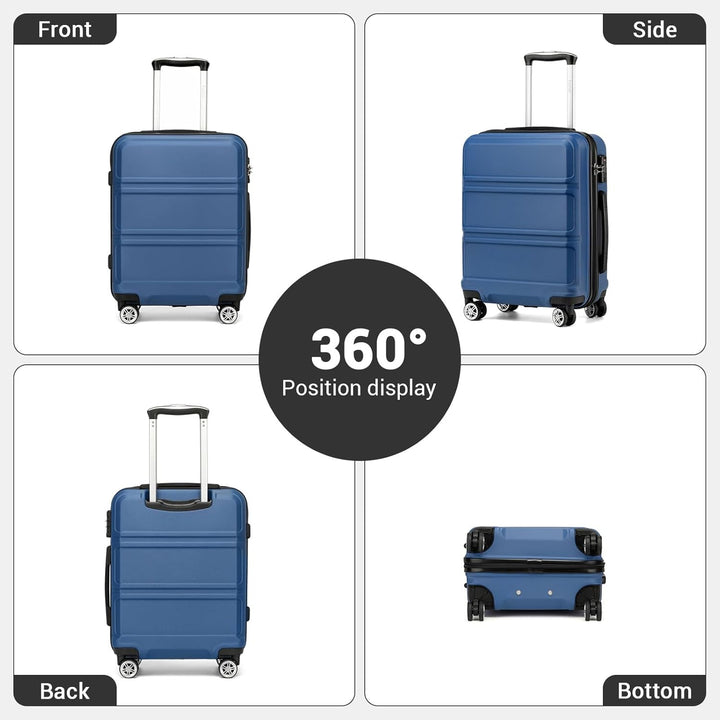 KONO Handgepäck Koffer ABS+PC Hartschalenkoffer, Kabinenkoffer 52x38x21 cm für Lufthansa & Eurowings
