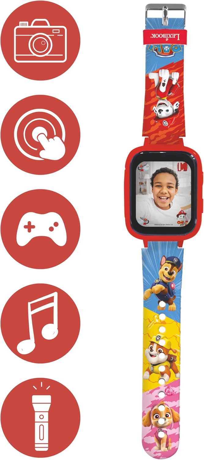 Lexibook, Paw Patrol, Selfie-Kamera-Uhr, HD-Touchscreen, 720p-Kamera, MP3-Player, Eingebauter Lautsp