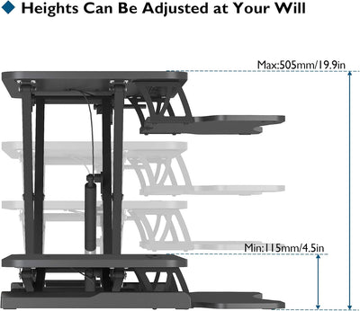 BONTEC Steh-Sitz Schreibtisch Steharbeitsplatz Stehpult Standtisch Ergonomische Höhenverstellbar für