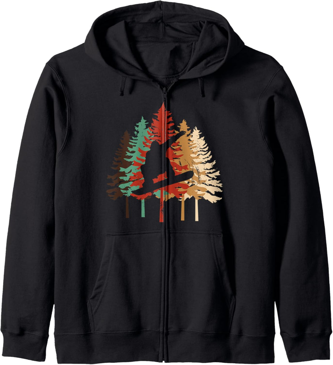 Snowboarden Geschenk Design Vintage Kiefer Baum Stil Kapuzenjacke