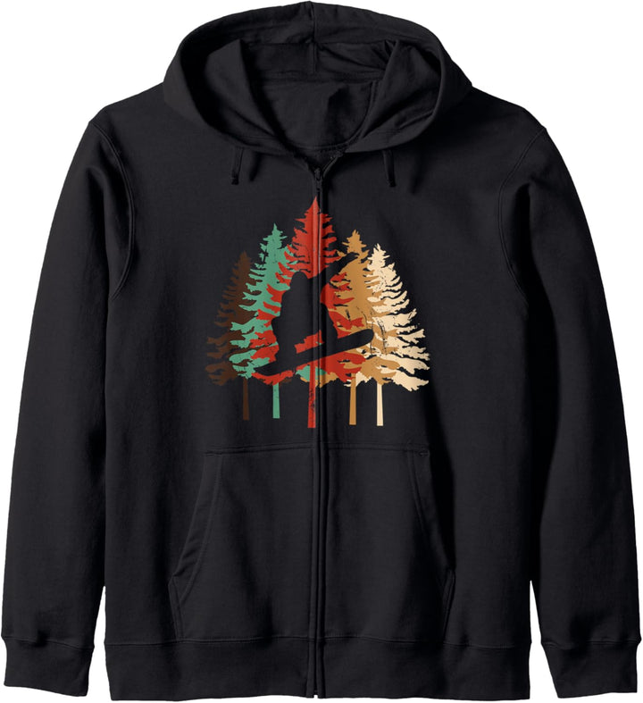 Snowboarden Geschenk Design Vintage Kiefer Baum Stil Kapuzenjacke