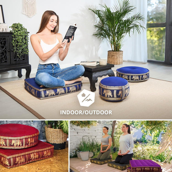 Livasia Sitzkissen Boden Thaiseide, Bodenkissen Indoor/Outdoor, Meditationskissen Yogakissen, Stuhla