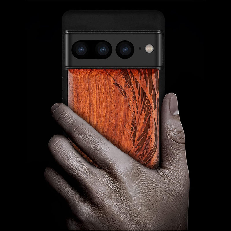 Carveit Handyhülle für Google Pixel 7 Pro Case [Holz und TPU Silikon Hybrid hülle] Stossfeste Stosss