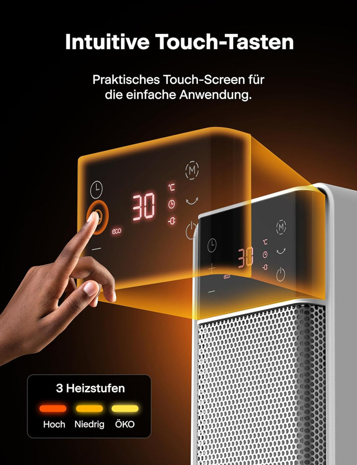PELONIS Heizlüfter 2000W, Elektroheizung mit Thermostat und Fernbedienung, 75° Oszillation & 24-Stun