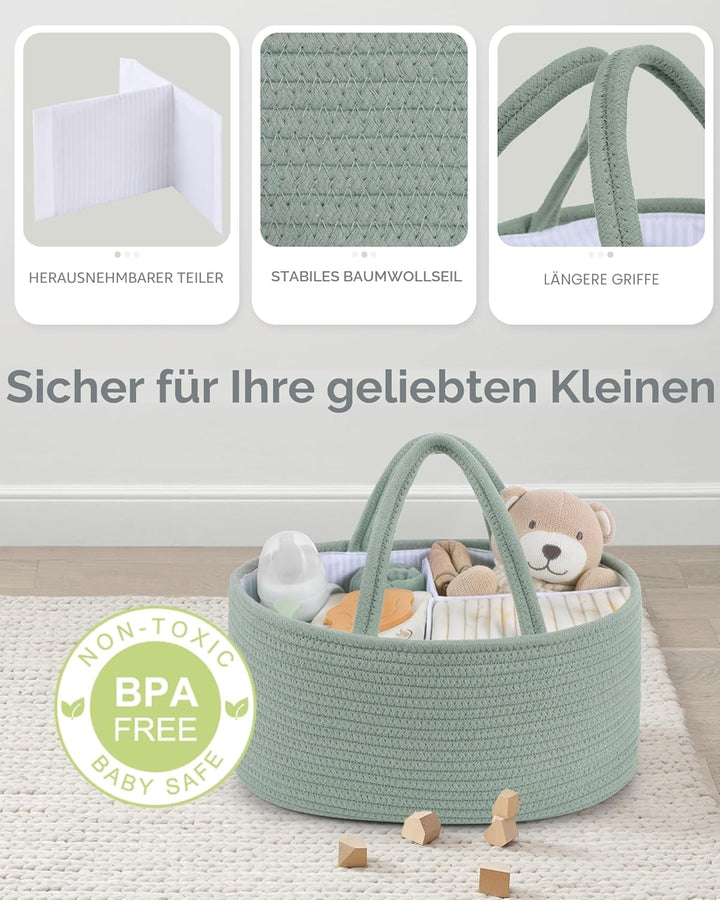 Maliton Wickeltisch Organizer，Baby Organizer Korb，Aufbewahrungskorb für den Wickeltisch，Windel Caddy