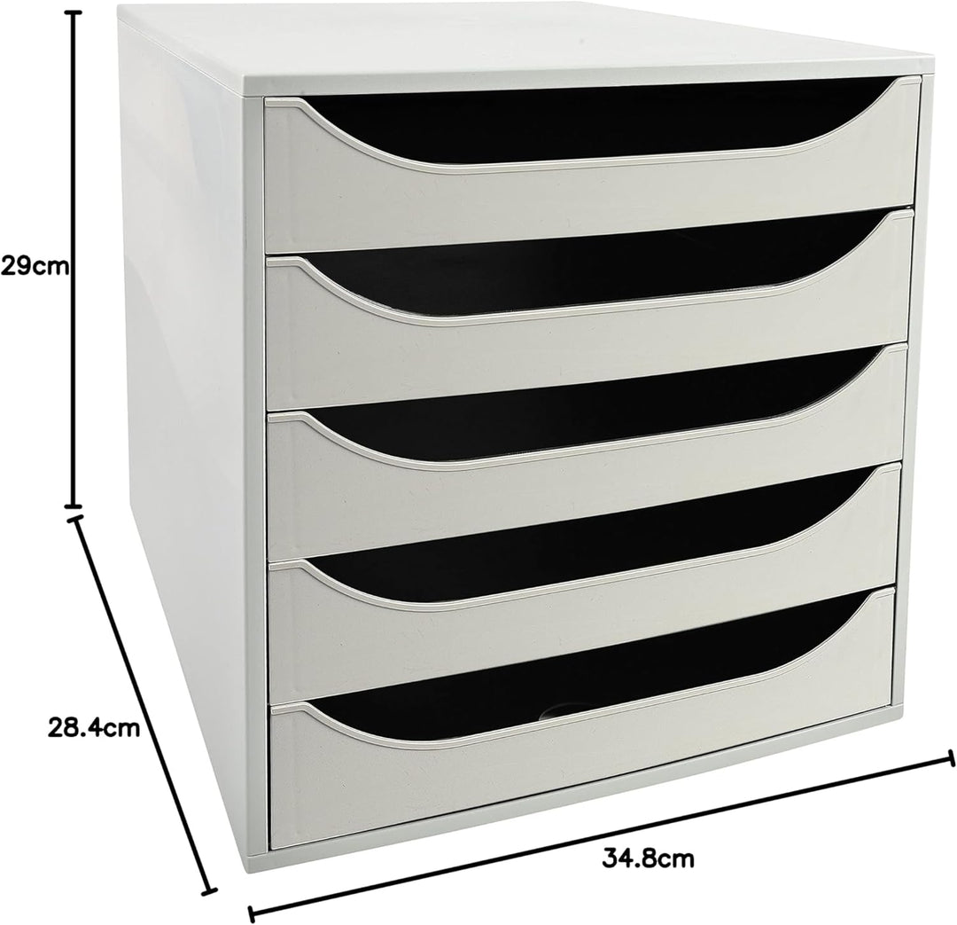 Exacompta 229606D Ablagebox Office mit 5 Schubladen für DIN A4+ Dokumente. Ecobox mit hoher Kapazitä