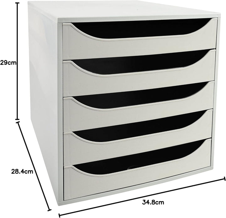 Exacompta 229606D Ablagebox Office mit 5 Schubladen für DIN A4+ Dokumente. Ecobox mit hoher Kapazitä