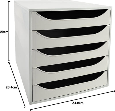 Exacompta 229606D Ablagebox Office mit 5 Schubladen für DIN A4+ Dokumente. Ecobox mit hoher Kapazitä