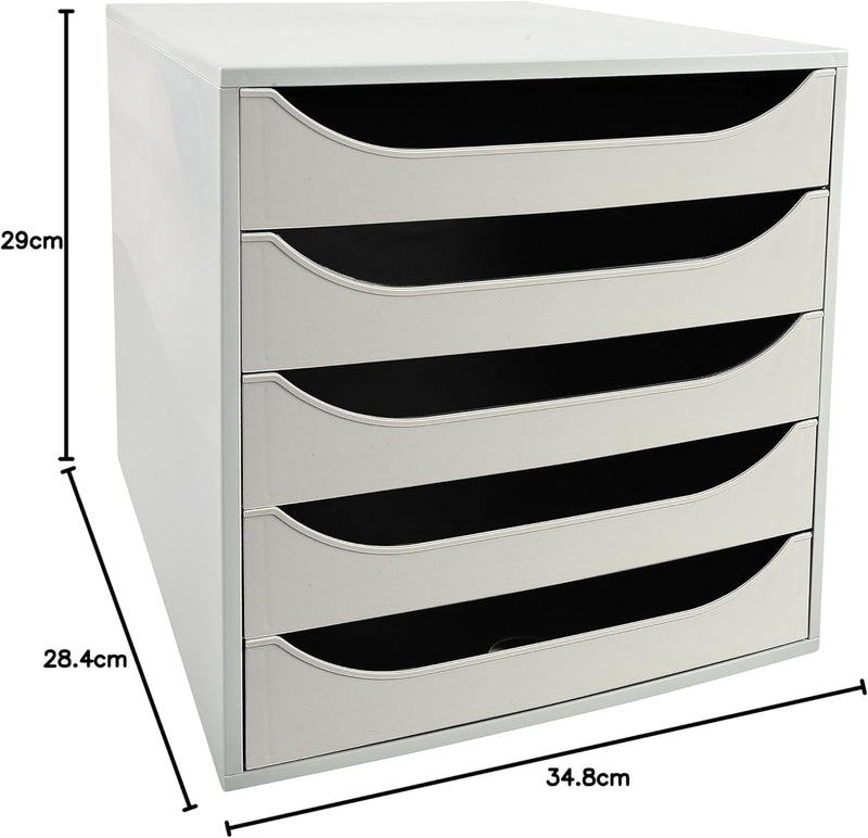 Exacompta 229606D Ablagebox Office mit 5 Schubladen für DIN A4+ Dokumente. Ecobox mit hoher Kapazitä