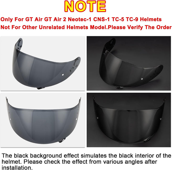 PSLER Helm Visier Verspiegelt für Shoei GT Air GT Air 2 TC-5 TC-9 Neotec CNS-1,Helmvisier Getöntes V