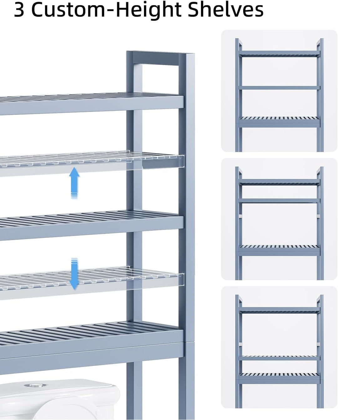 SMIBUY Badezimmer-Aufbewahrungsregal, Bambus-Über-der-Toilette-Organizer-Rack, freistehender WC-Plat