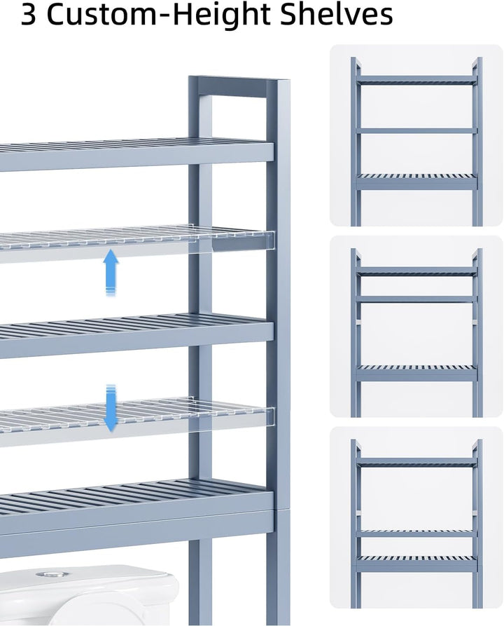 SMIBUY Badezimmer-Aufbewahrungsregal, Bambus-Über-der-Toilette-Organizer-Rack, freistehender WC-Plat