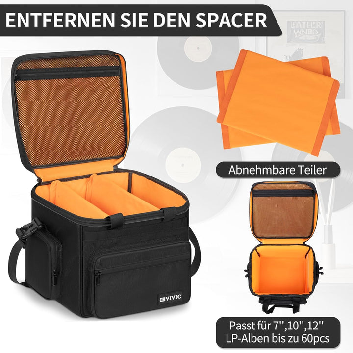 Vinyl Tragetasche für Schallplatten,Wasserfeste Aufbewahrungstasche für Schallplatten für 7/10/12 Zo