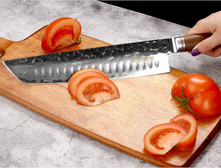 YOUSUNLONG Tanto Kochmesser 10 Zoll Rasiermesser Scharfer Damaskus Hochkohlenstoff Deutscher Stahl -