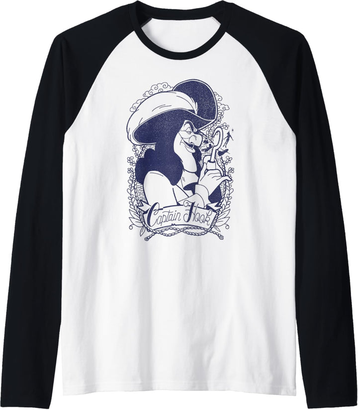 Disney Peter Pan Captain Hook Outline Portrait Raglan