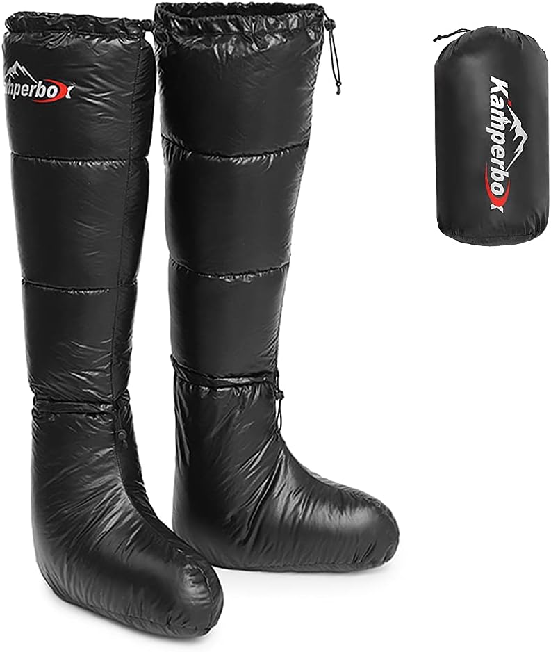 Lixada Winter Camping Daunensocken Warme Weiche Winddichte Lange Schlafschuhe mit verstellbarem Kord