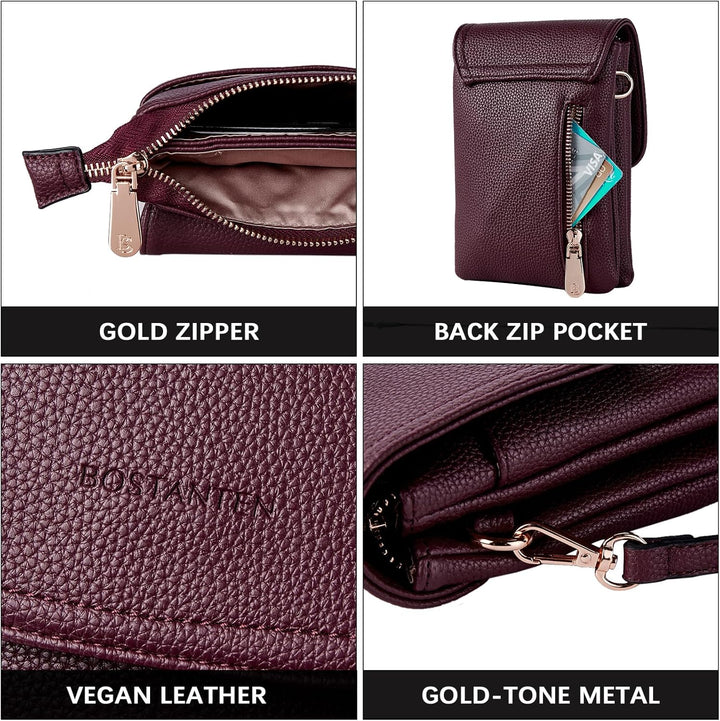 BOSTANTEN Handytasche zum Umhängen Leder, Handy Umhängetasche Damen, Handytasche mit Geldbörse zum U