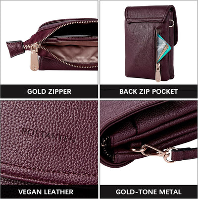 BOSTANTEN Handytasche zum Umhängen Leder, Handy Umhängetasche Damen, Handytasche mit Geldbörse zum U
