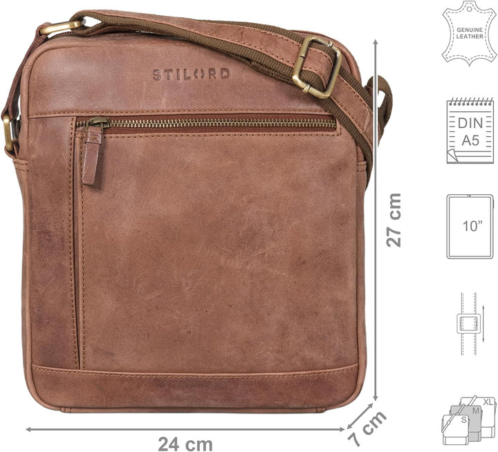 STILORD 'Alwin' Umhängetasche Herren Leder Schultertasche Männer Tablettasche 10 Zoll Vintage Crossb
