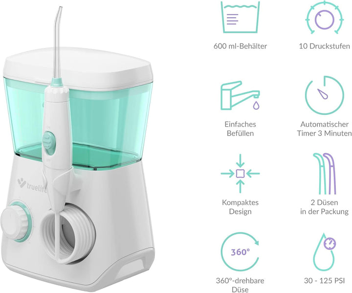 TrueLife AquaFloss Station Munddusche elektrisch für eine perfekte Zahnhygiene, 600 ml Wassertank, Z