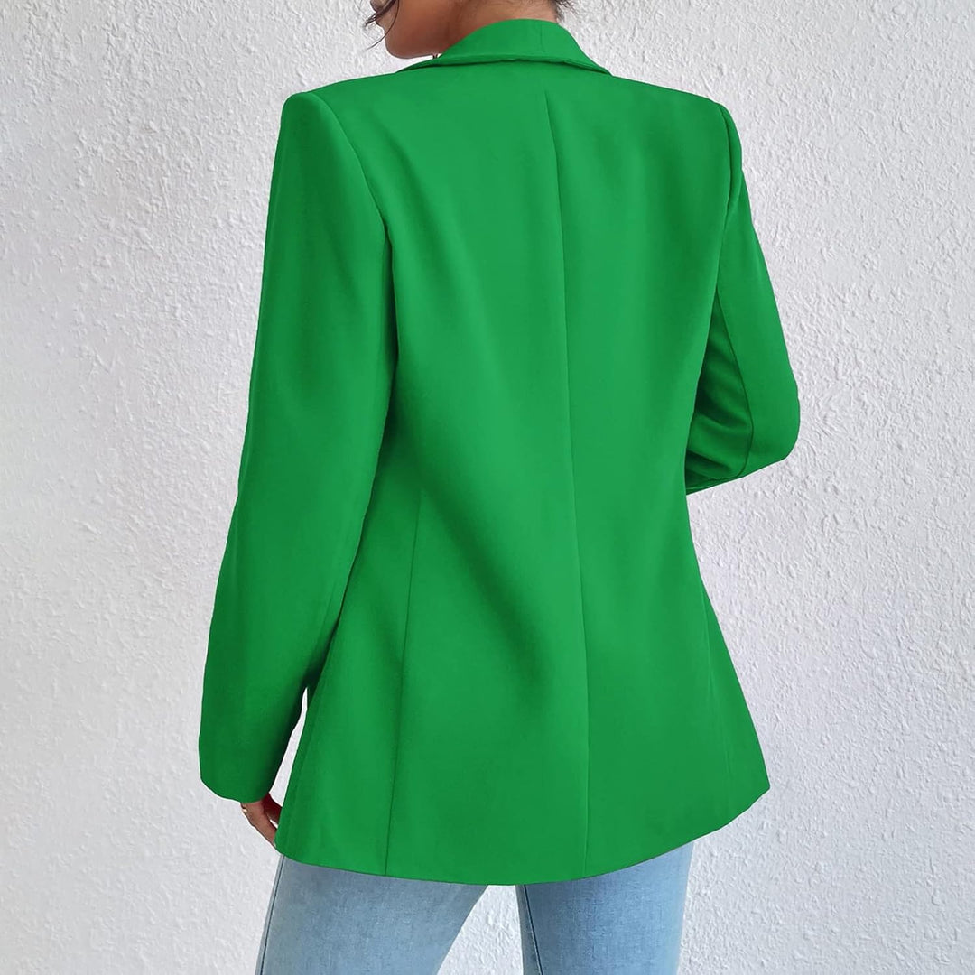 Damen Blazer Langer Casual Open Front Blazer Arbeit Büro Jacken mit Taschen Grün XS, Grün XS