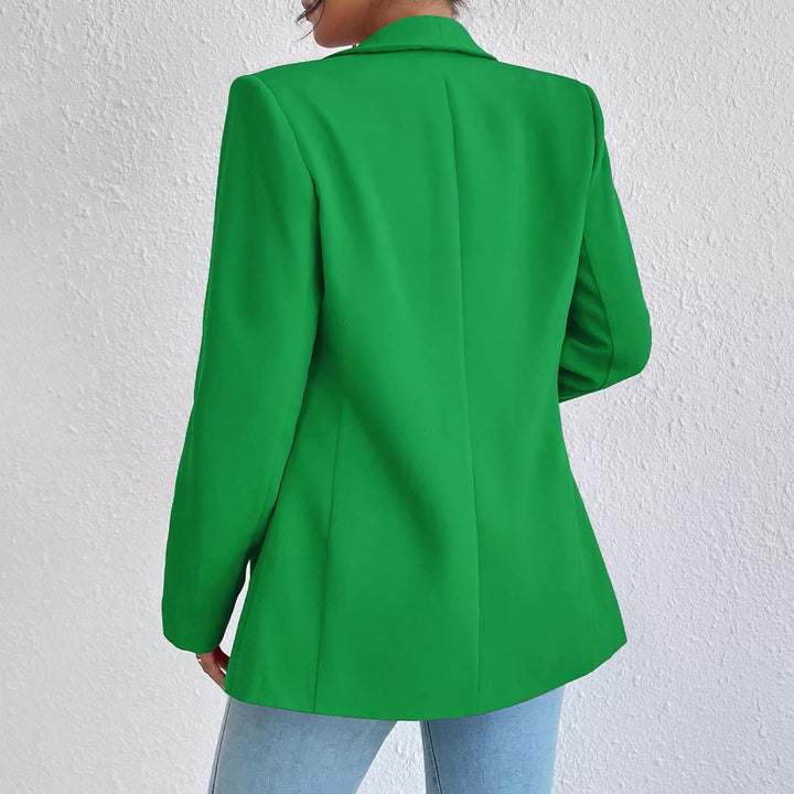 Damen Blazer Langer Casual Open Front Blazer Arbeit Büro Jacken mit Taschen Grün XS, Grün XS
