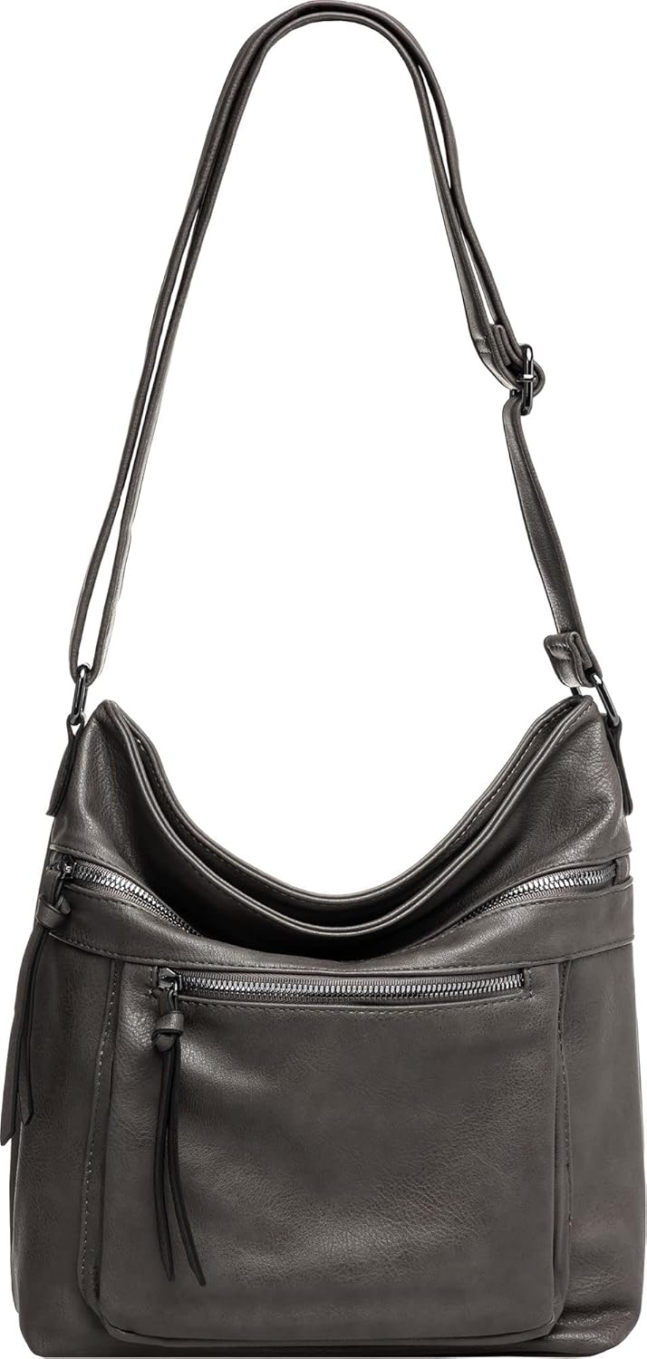 Caspar TS1070 sportlich elegante mittelgrosse Damen Crossbody Bag Umhängetasche Einheitsgrösse Dunke