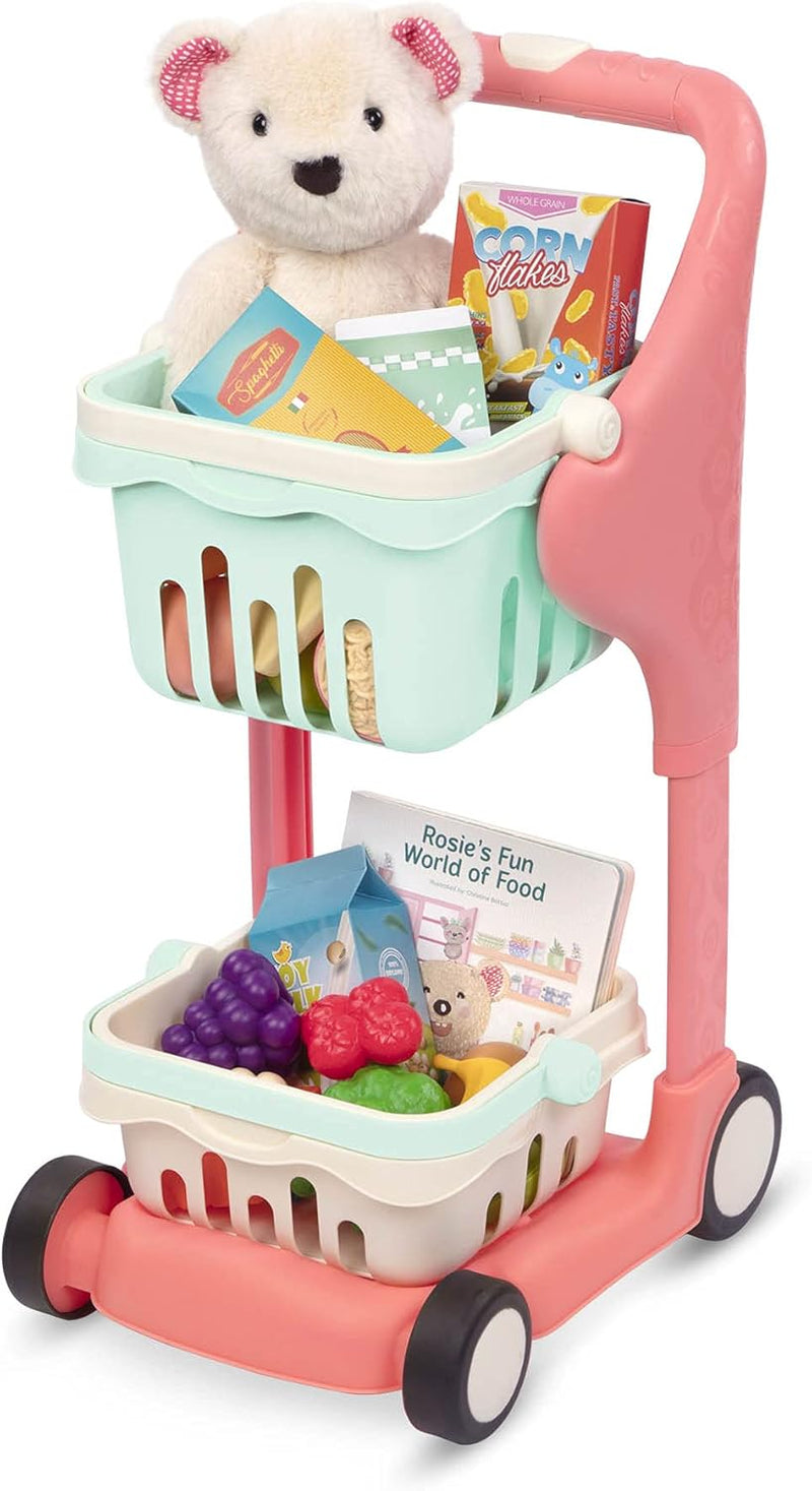 B. toys Einkaufswagen für Kinder mit Spielzeug Einkaufskorb, Essen, Kuscheltier, Bilderbuch – Kinder