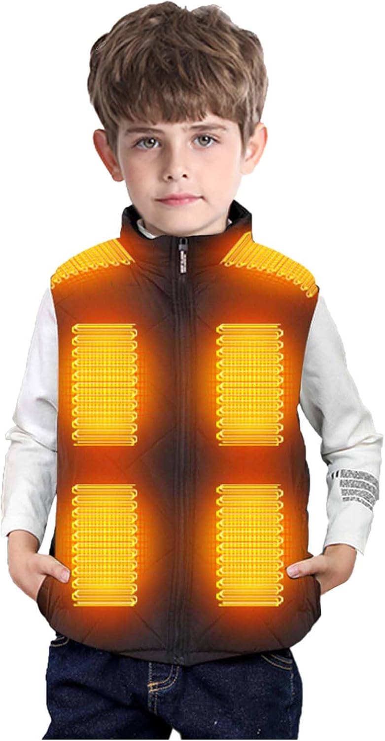 Battnot Heizweste Beheizbare Weste Kinder Jungen, Beheizbare Jacke Kinder USB Lade Weste Elektrische